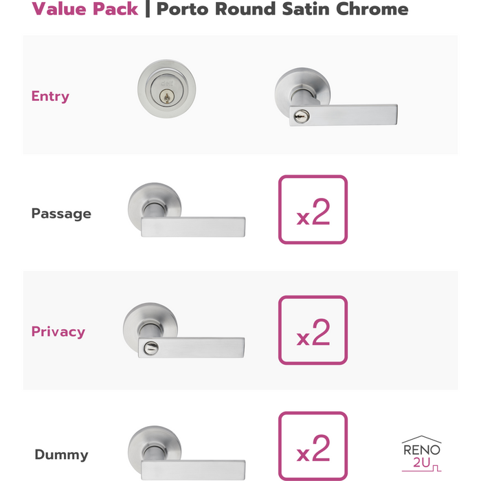 Porto Round Satin Chrome Value Pack